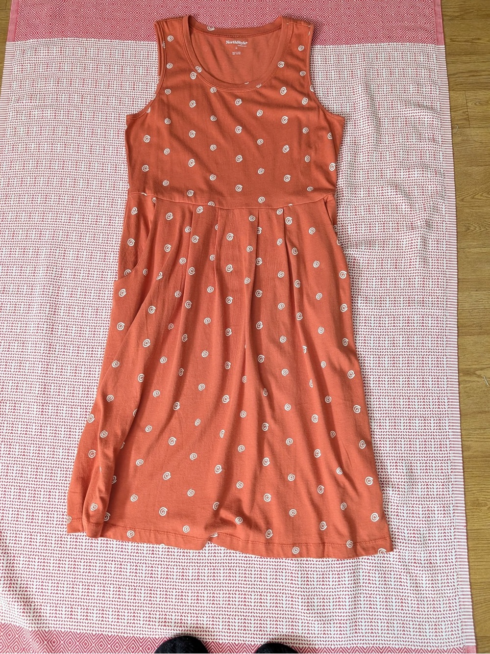 North Style Women’s Rust Orange Polka Dot Sleeveless Dress
